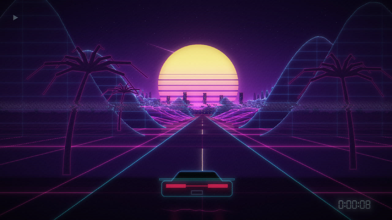 Neon Horizon look: synthwave sun and road