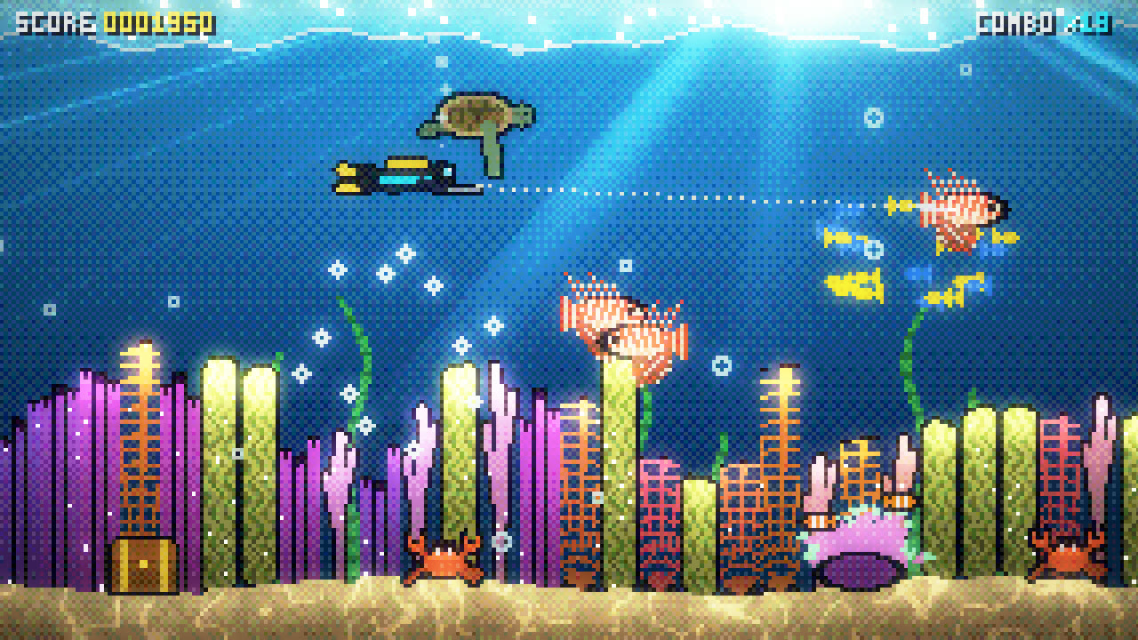 Reef Arcade look: pixel-art coral reef